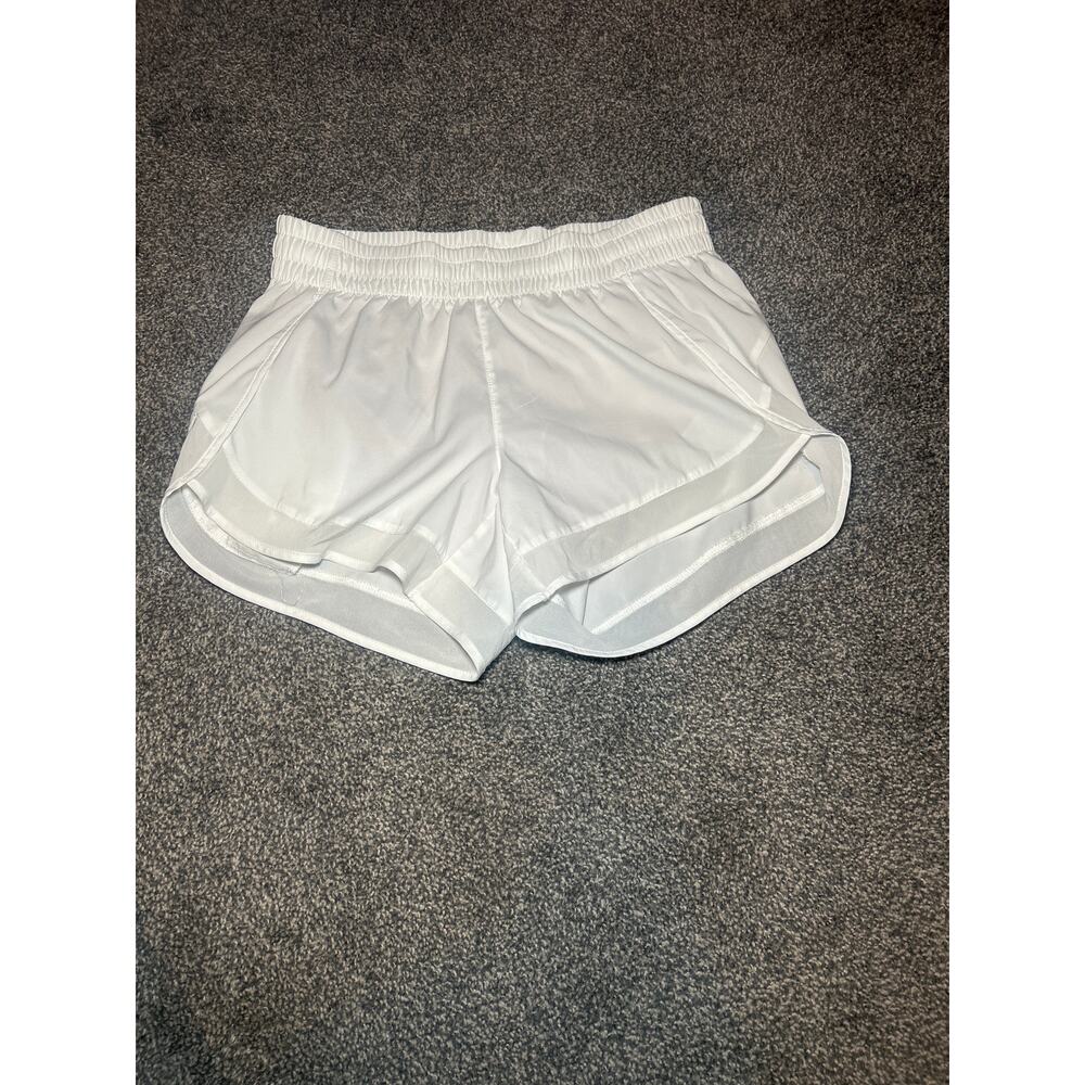 Athleta Mesh Racer Run Short  4” Inseam Bright White EUC Size XS